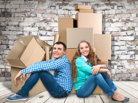 Household belongings prepared for transport by removal van