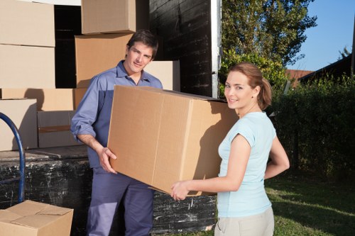Packed boxes and furniture prepared for removals in Bickley